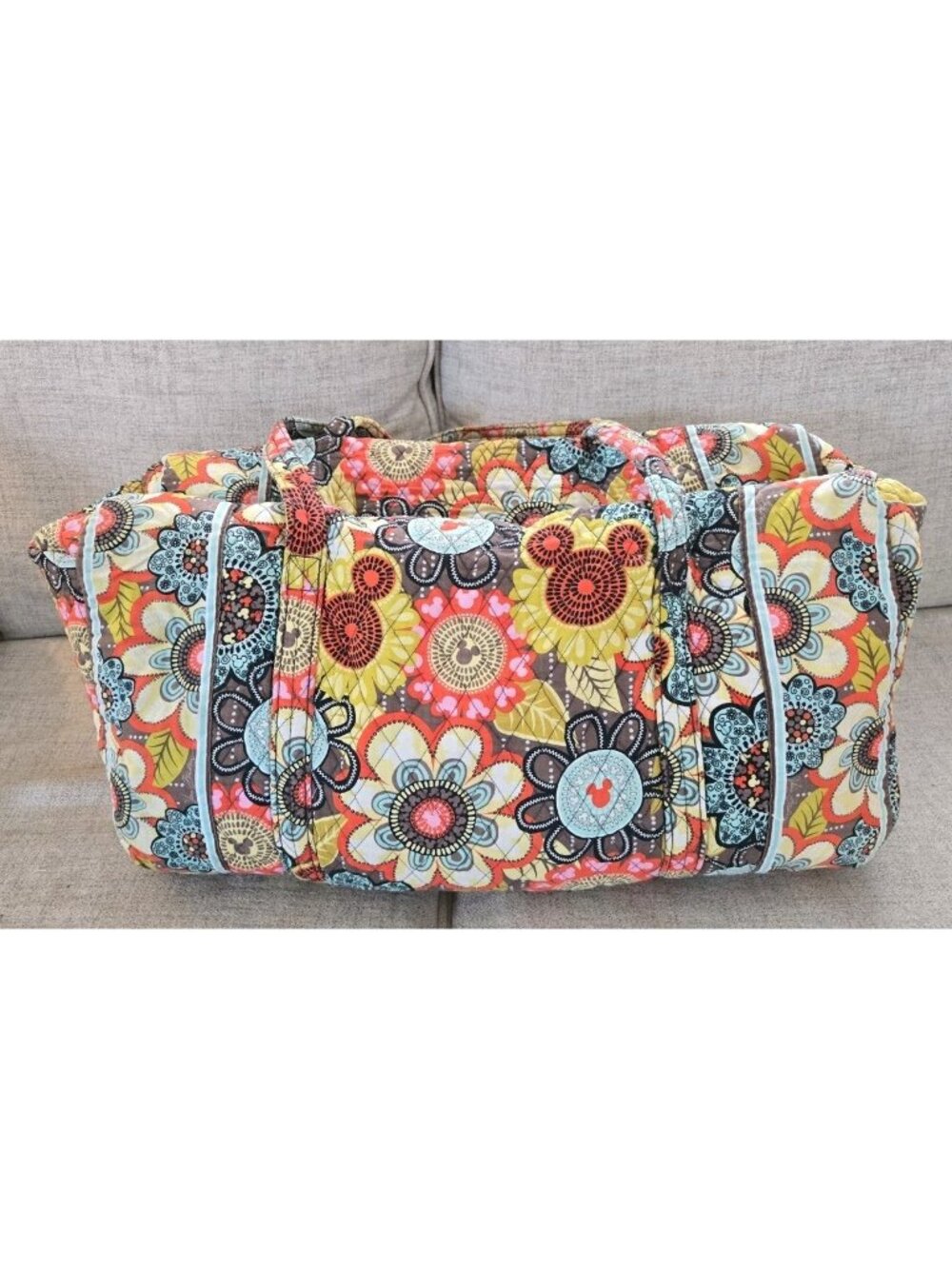 Vera Bradley Floral Quilted Duffel Bag With Zipper & Shoulder Straps Multi-Color